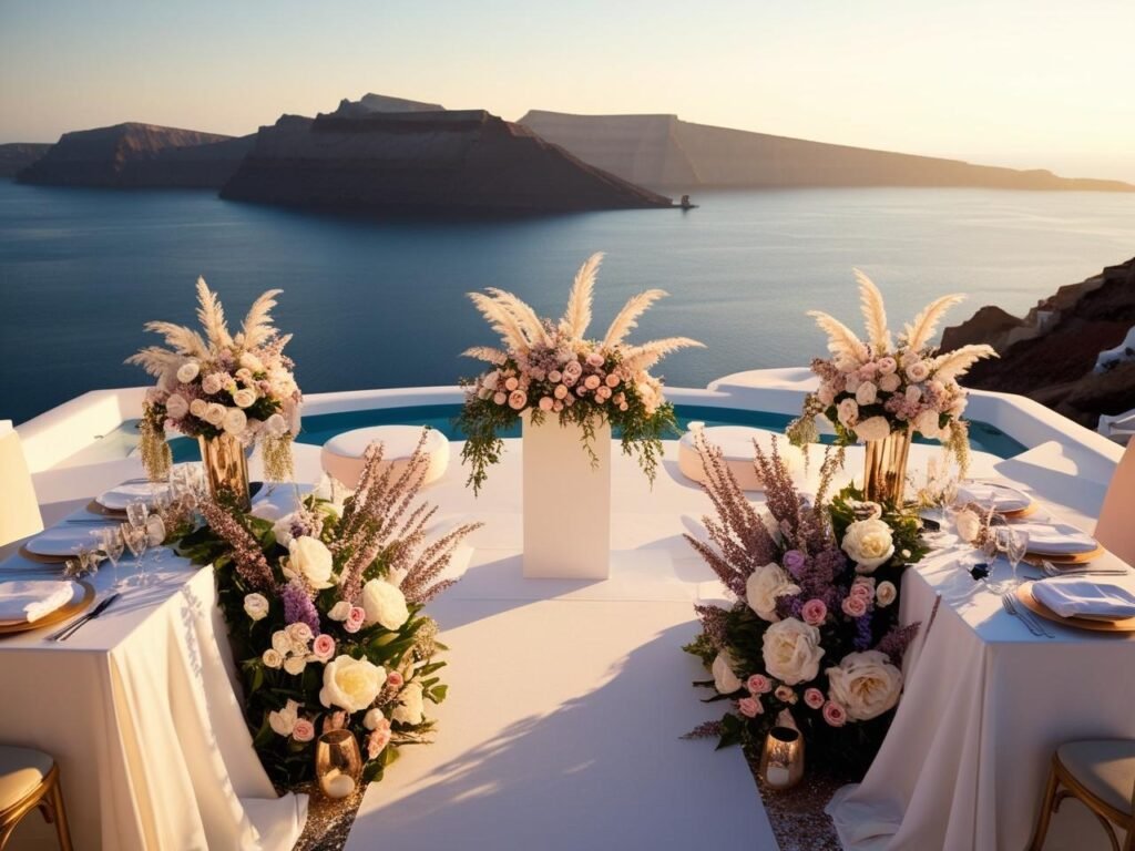 Santorini Wedding with caldera view